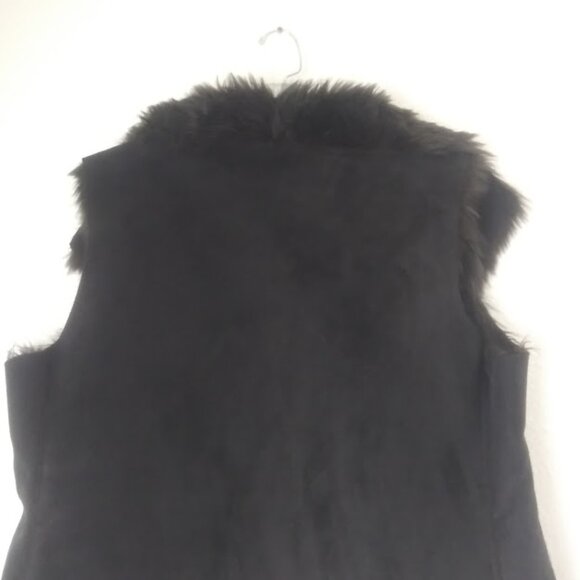 Jennifer Lopez black faux suede faux fur women's size XL vest - Picture 6 of 13